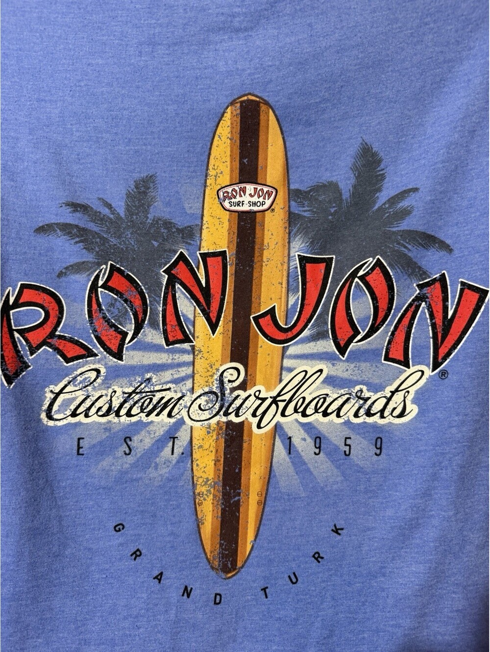 Ron Jon Surf Shop Grand Turks T Shirt Adult Medium Blue Short Sleeve